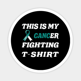 Cervical Cancer Teal/White Ribbon Fighting Magnet